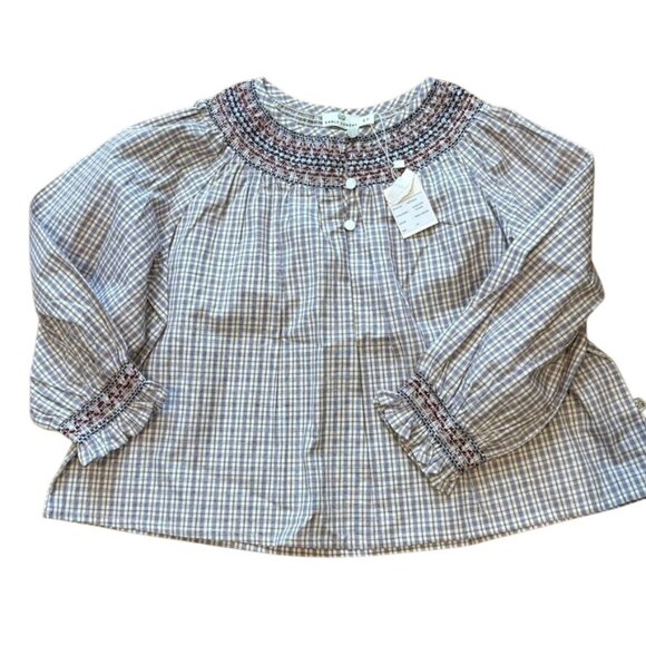 Early Sunday Girls Plaid Smocked Top Long Sleeve Cotton Blend Size 5Y - Picture 1 of 6